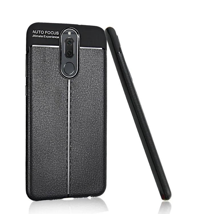 ANGIBABE Slim Litchi Grain Soft TPU Back Casing Cover for Huawei Mate 10 Lite / nova 2i / Maimang 6 / Honor 9i (India) - Black