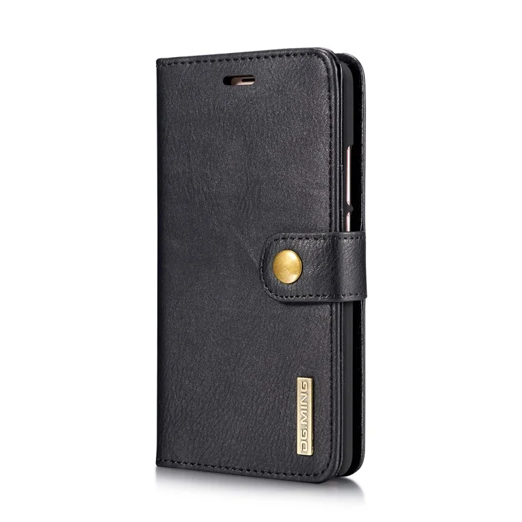 DG.MING Detachable 2-in-1 Split Leather Wallet Shell + PC Back Case for Huawei Mate 10 - Black