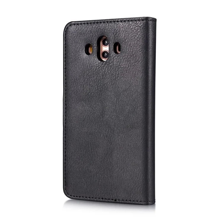 DG.MING Detachable 2-in-1 Split Leather Wallet Shell + PC Back Case for Huawei Mate 10 - Black