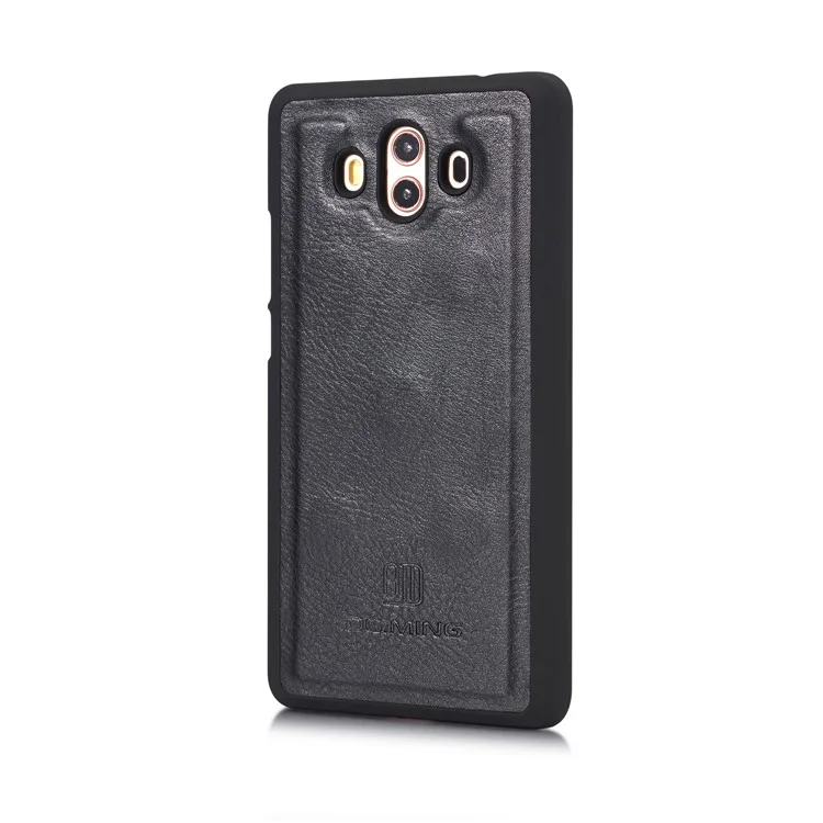 DG.MING Detachable 2-in-1 Split Leather Wallet Shell + PC Back Case for Huawei Mate 10 - Black