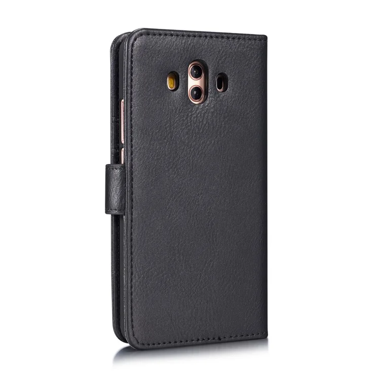 DG.MING Detachable 2-in-1 Split Leather Wallet Shell + PC Back Case for Huawei Mate 10 - Black