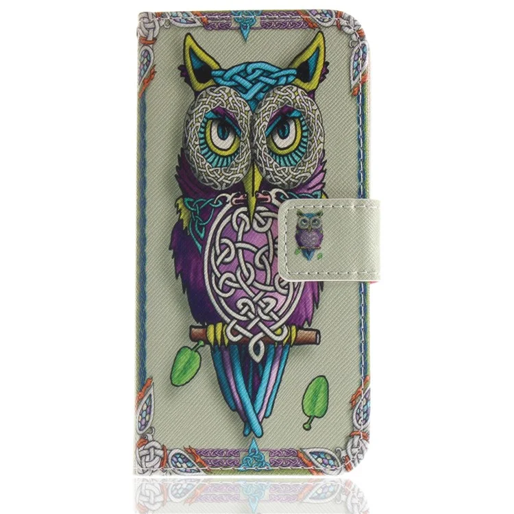 Patterned PU Leather Wallet Phone Case for Huawei P9 lite mini / Y6 Pro (2017) / Enjoy 7 - Colorized Owl