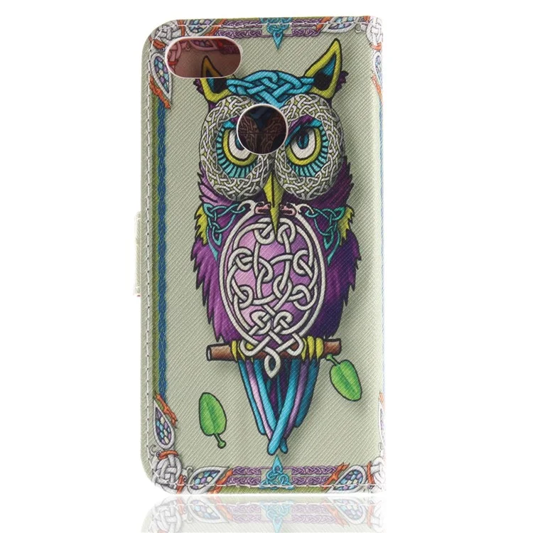 Patterned PU Leather Wallet Phone Case for Huawei P9 lite mini / Y6 Pro (2017) / Enjoy 7 - Colorized Owl