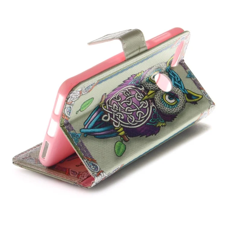Patterned PU Leather Wallet Phone Case for Huawei P9 lite mini / Y6 Pro (2017) / Enjoy 7 - Colorized Owl