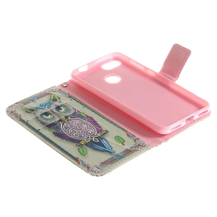 Patterned PU Leather Wallet Phone Case for Huawei P9 lite mini / Y6 Pro (2017) / Enjoy 7 - Colorized Owl