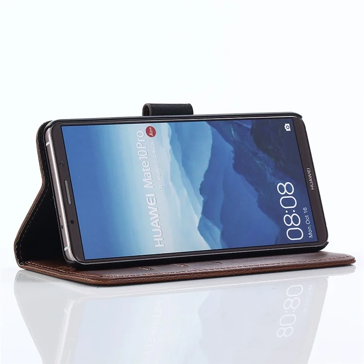 For Huawei Mate 10 Pro Crazy Horse Pattern Wallet Leather Case - Coffee