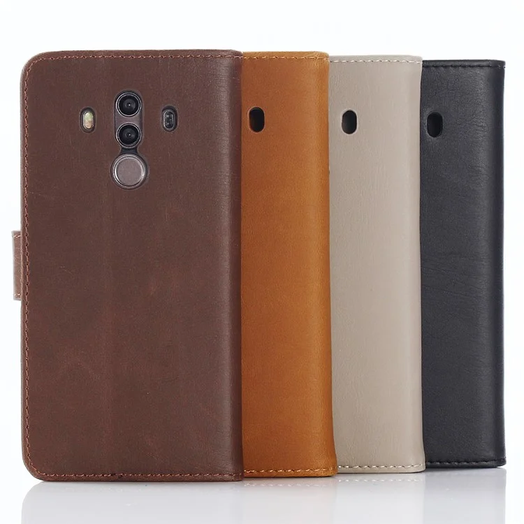 For Huawei Mate 10 Pro Crazy Horse Pattern Wallet Leather Case - Coffee