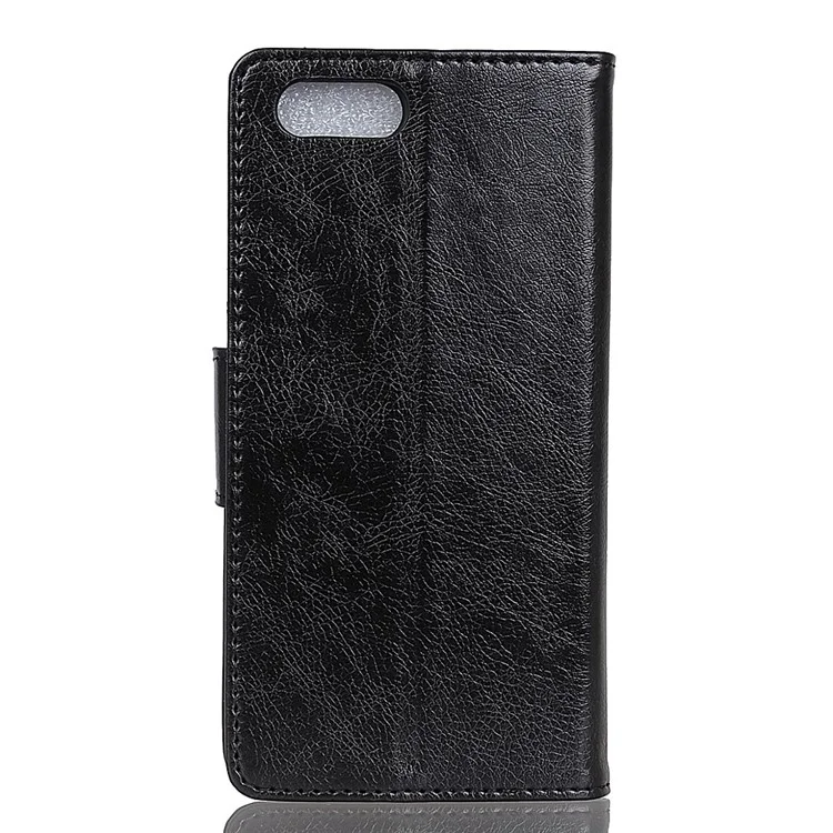 Textured Split Leather Wallet Case for Huawei Honor V10 / Honor View 10 - Black