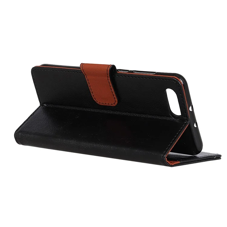 Textured Split Leather Wallet Case for Huawei Honor V10 / Honor View 10 - Black