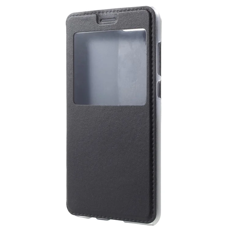For Huawei Honor V10 / View 10 Flip Leather Case with View Window - Black