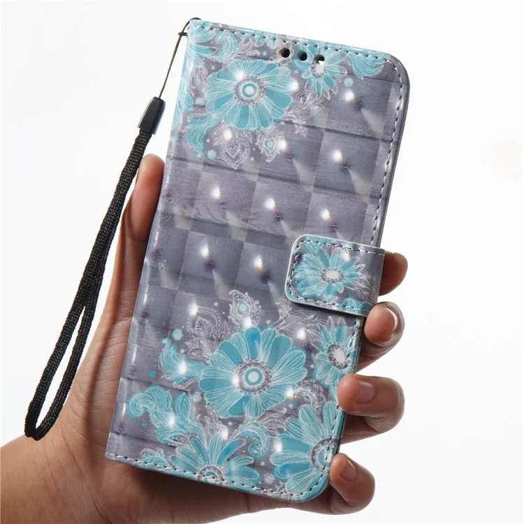 Pattern Printing Stand Leather Wallet Mobile Cover with Strap for Huawei Mate 10 Pro - Blue Flower