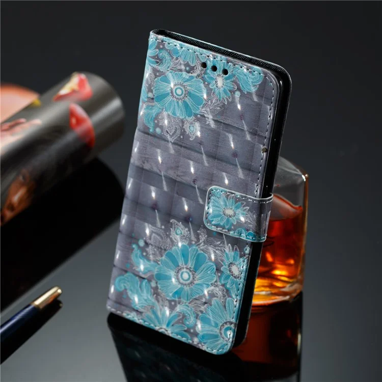 Pattern Printing Stand Leather Wallet Mobile Cover with Strap for Huawei Mate 10 Pro - Blue Flower