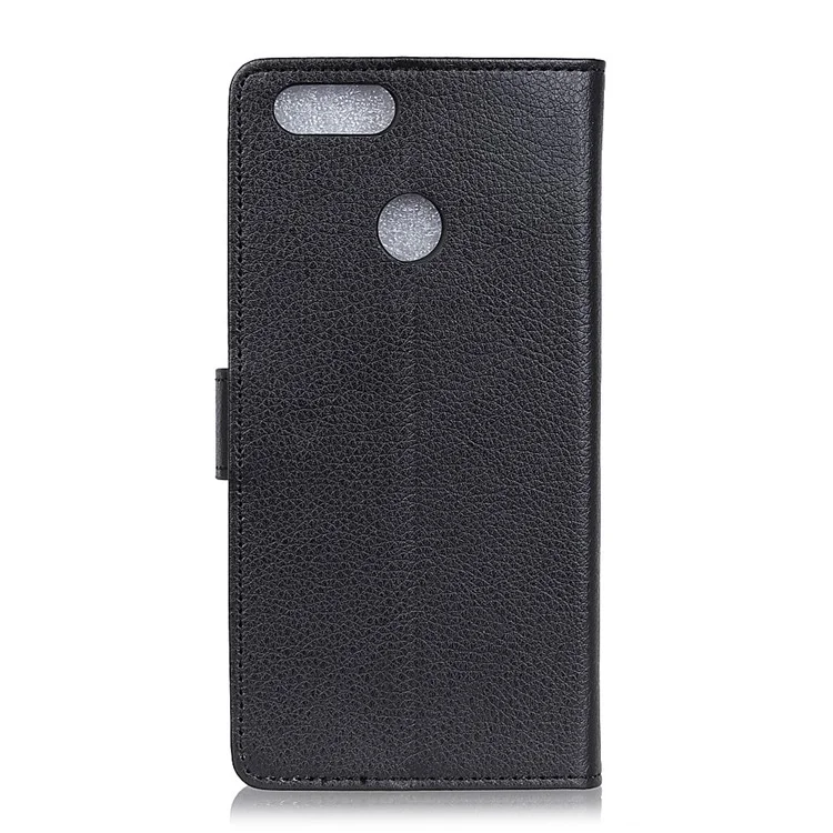 Litchi Texture Wallet Stand Leather Protective Case for Huawei P Smart / Enjoy 7S - Black