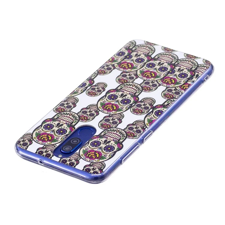 Luminous Glow Pattern Printing TPU Case for Huawei Mate 10 Lite / nova 2i / Maimang 6 / Honor 9i (India) - Floral Skulls