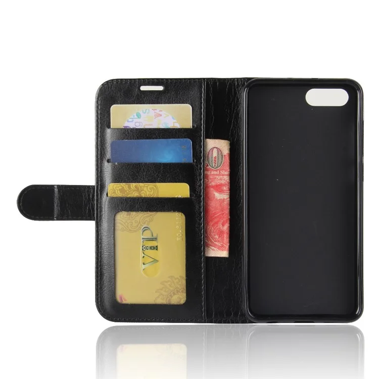Crazy Horse Magnetic Stand Wallet Leather Mobile Phone Case for Huawei Honor View 10 / V10 - Black