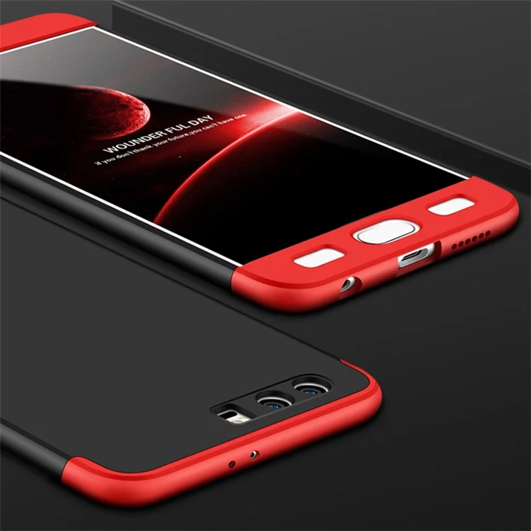 Detachable All-wrapped Matte Hard PC Case for Huawei Honor 9 - Black / Red