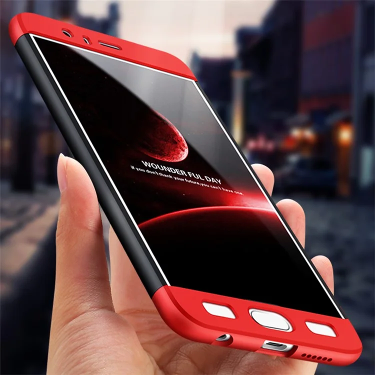 Detachable All-wrapped Matte Hard PC Case for Huawei Honor 9 - Black / Red