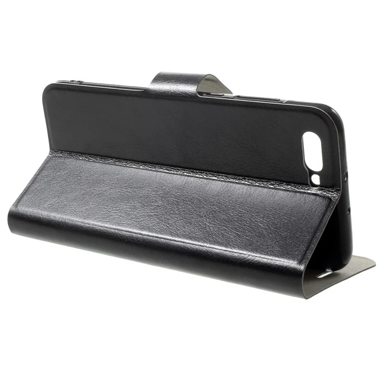Crazy Horse Card Holder PU Leather Mobile Phone Accessory Case for Huawei Honor V10 / View 10 Built-in Steel Sheet - Black
