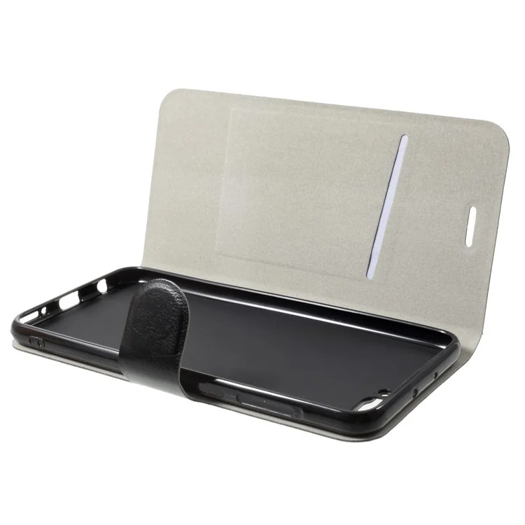 Crazy Horse Card Holder PU Leather Mobile Phone Accessory Case for Huawei Honor V10 / View 10 Built-in Steel Sheet - Black