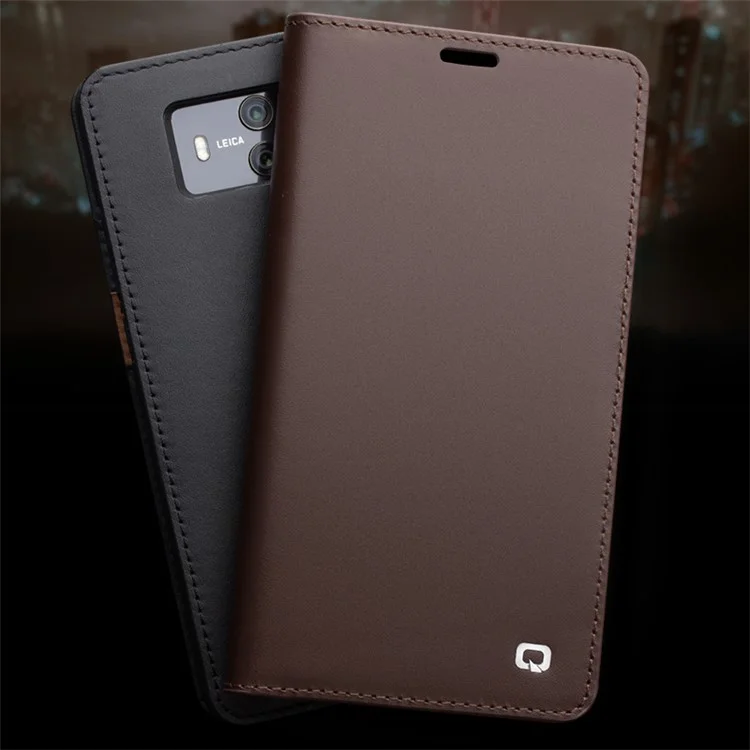 QIALINO Classic Gen II Top Layer Cowhide Leather Wallet Mobile Case for Huawei Mate 10 - Black