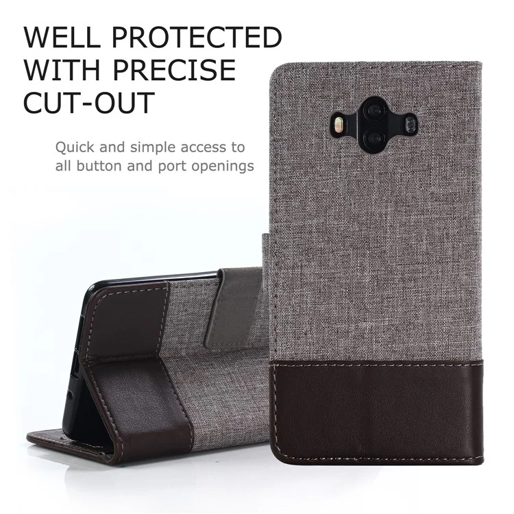 MUXMA Estuche para Teléfono Móvil de Cuero y Lona para Huawei Mate 10 - Marrón