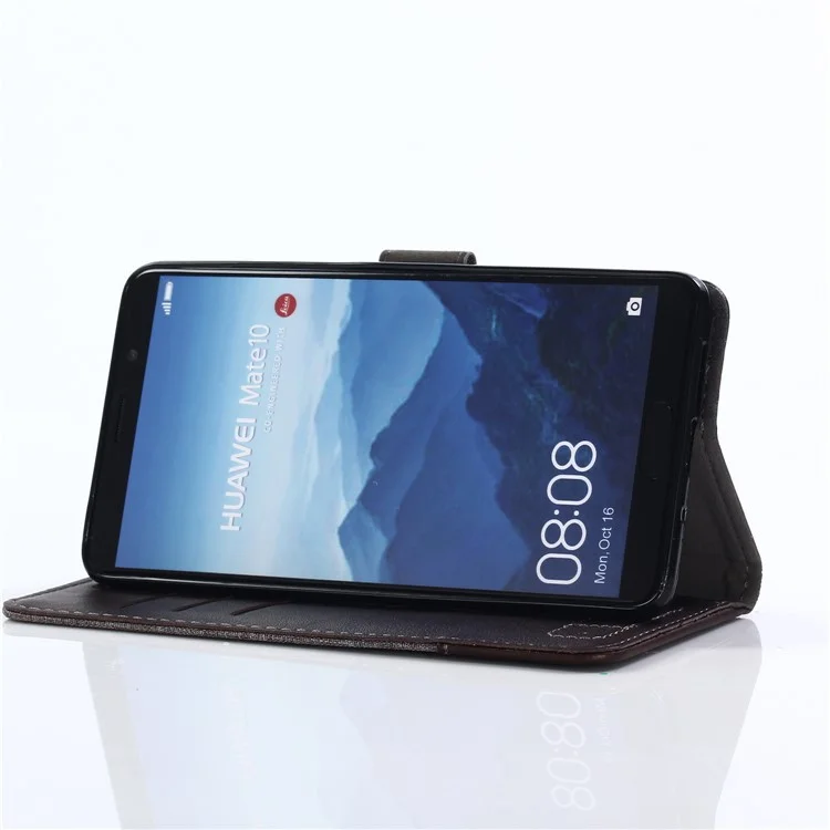 MUXMA Estuche para Teléfono Móvil de Cuero y Lona para Huawei Mate 10 - Marrón