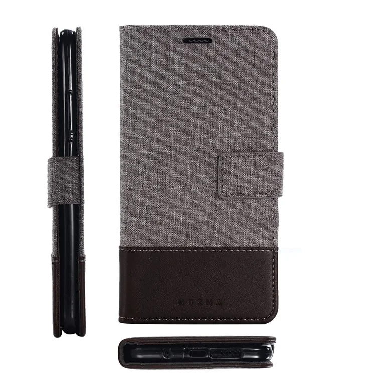 MUXMA Estuche para Teléfono Móvil de Cuero y Lona para Huawei Mate 10 - Marrón