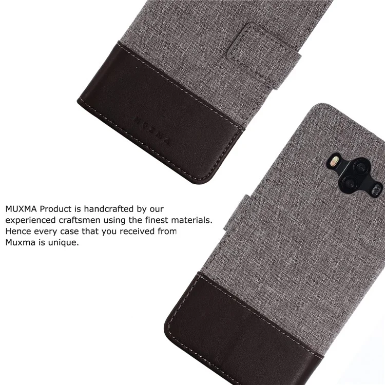 MUXMA Estuche para Teléfono Móvil de Cuero y Lona para Huawei Mate 10 - Marrón