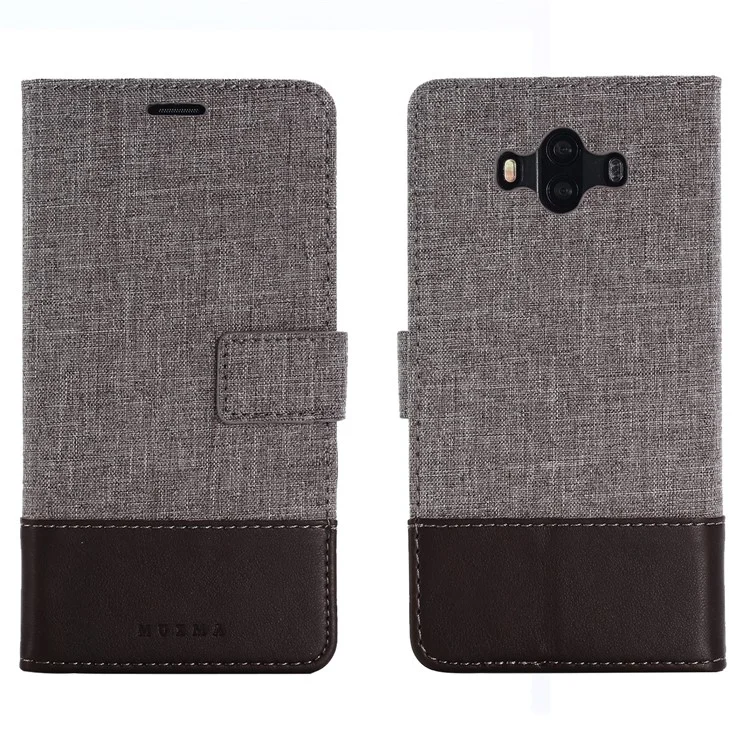 MUXMA Estuche para Teléfono Móvil de Cuero y Lona para Huawei Mate 10 - Marrón