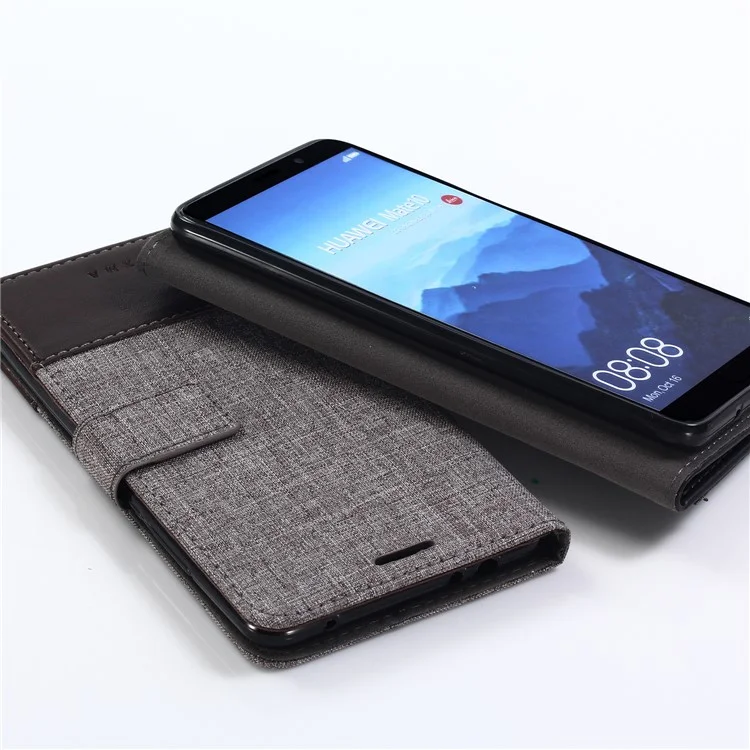 MUXMA Estuche para Teléfono Móvil de Cuero y Lona para Huawei Mate 10 - Marrón