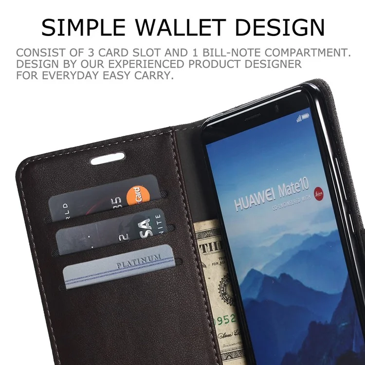 MUXMA Estuche para Teléfono Móvil de Cuero y Lona para Huawei Mate 10 - Marrón