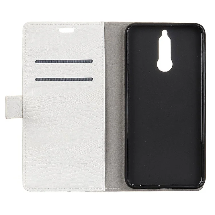 Crocodile Texture PU Leather Stand Cover for Huawei Mate 10 Lite / nova 2i / Honor 9i (India) - White