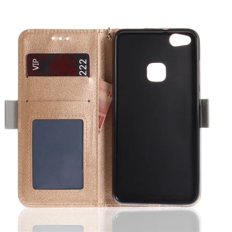 Butterfly Pattern Leather Wallet Stand Casing for Huawei P10 Lite - Grey
