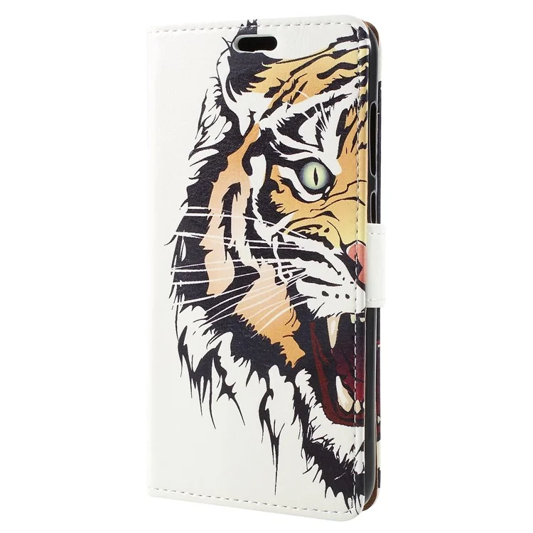 For Huawei Honor 9 Lite / Honor 9 Youth Edition Patterned PU Leather Stand Wallet Mobile Case - Fierce Tiger