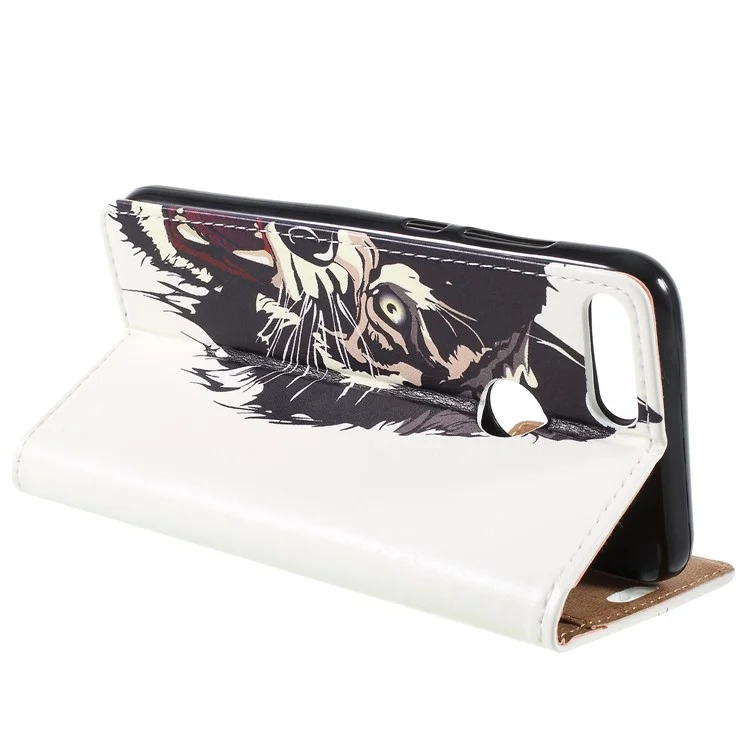 For Huawei Honor 9 Lite / Honor 9 Youth Edition Patterned PU Leather Stand Wallet Mobile Case - Fierce Tiger