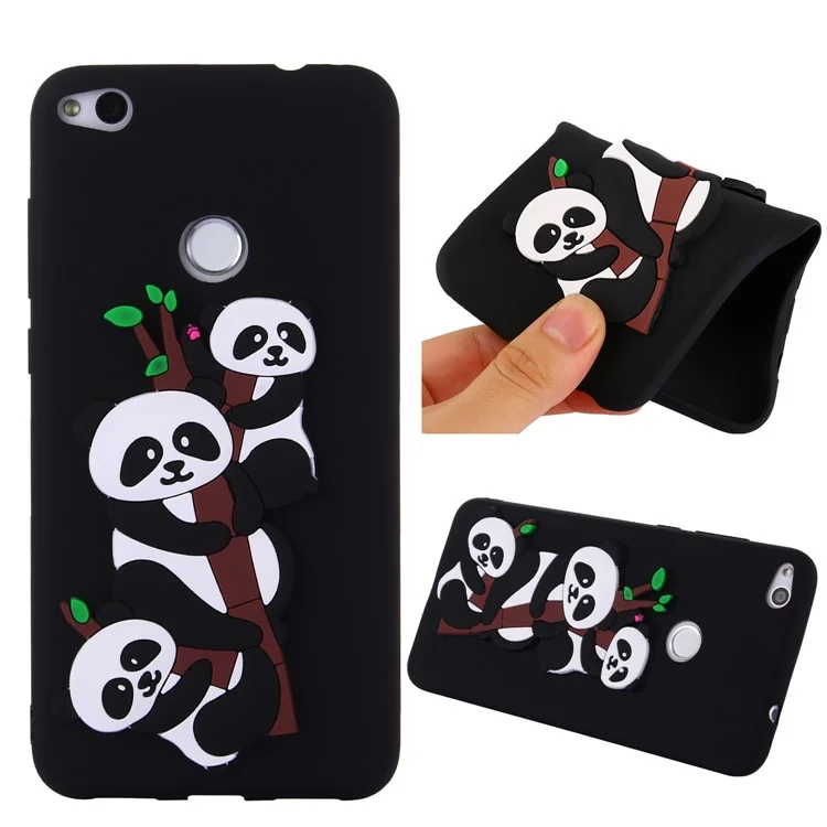 3D Panda Pattern Soft TPU Phone Case for Huawei P8 Lite (2017)/Honor 8 Lite - Black