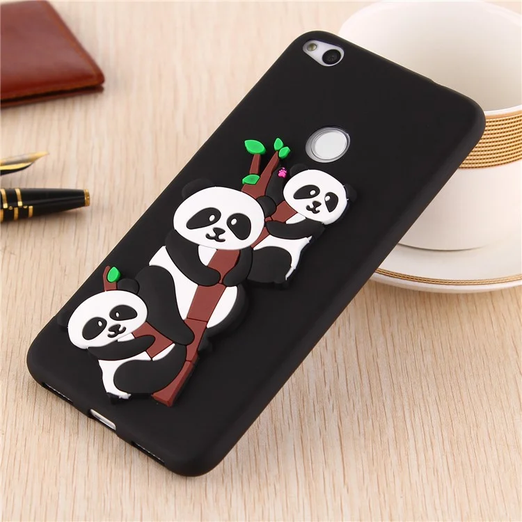 3D Panda Pattern Soft TPU Phone Case for Huawei P8 Lite (2017)/Honor 8 Lite - Black