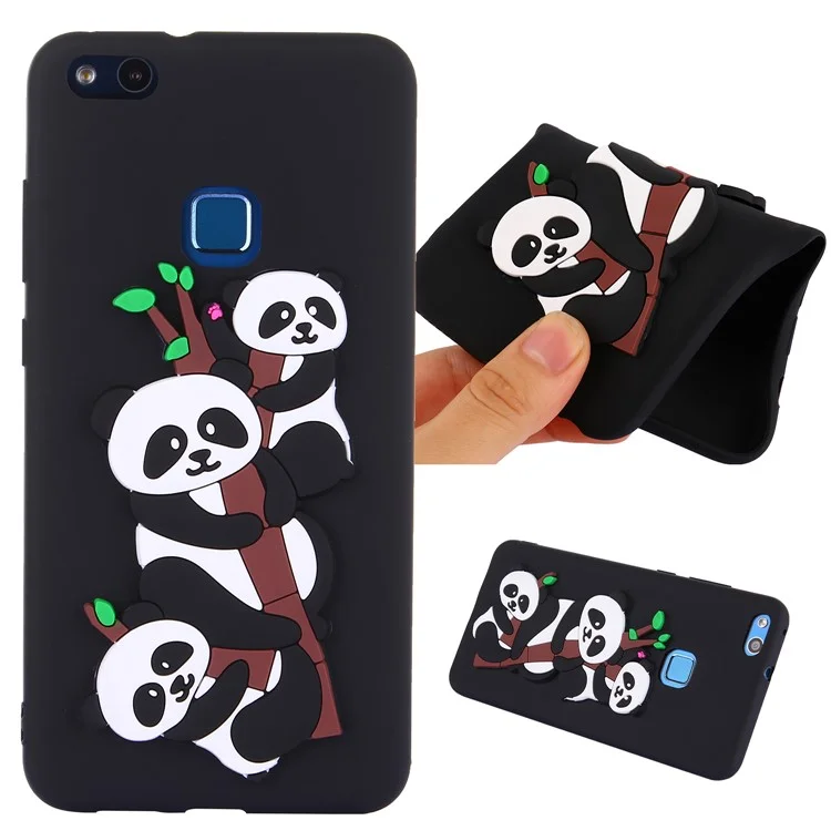 3D Panda Pattern Soft TPU Phone Casing for Huawei P10 Lite - Black