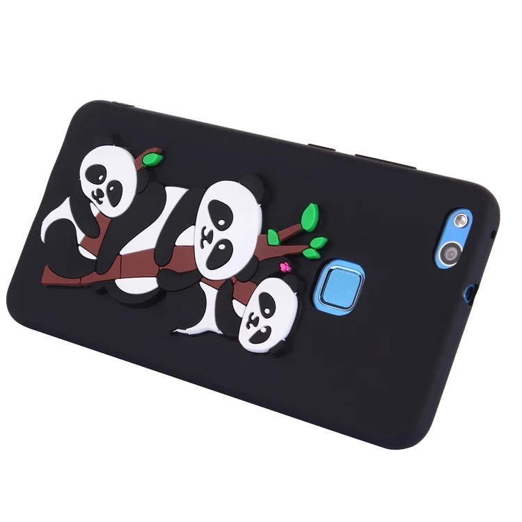 3D Panda Pattern Soft TPU Phone Casing for Huawei P10 Lite - Black