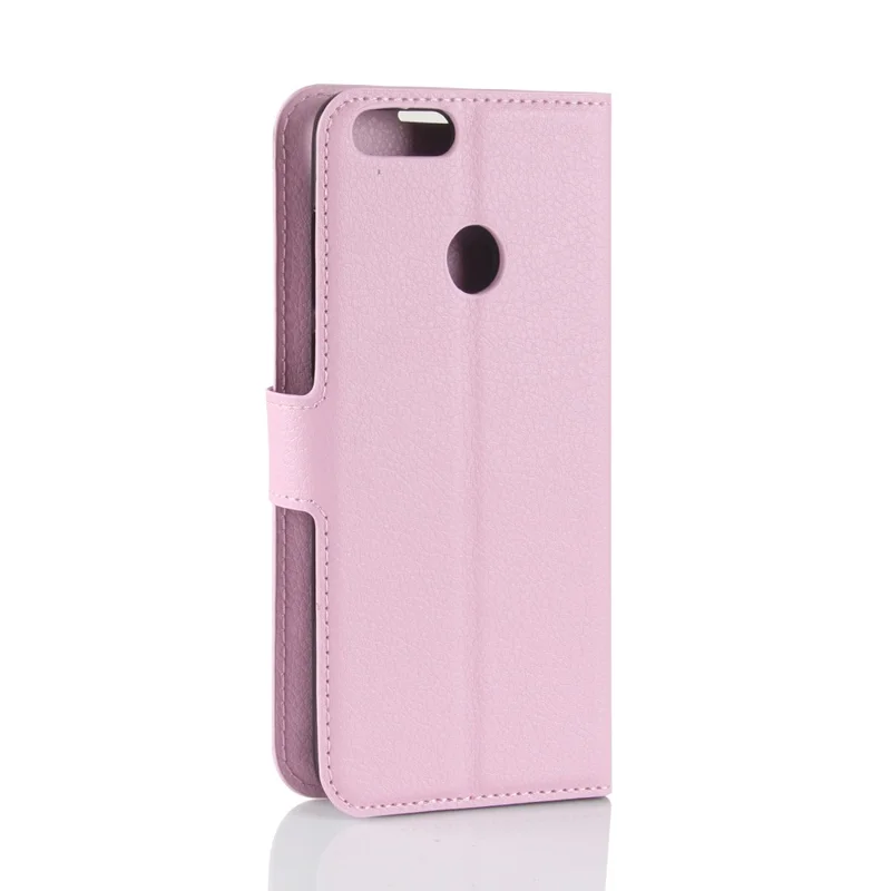 for Huawei P Smart / Enjoy 7S Litchi Texture Leather Wallet Stand Protective Cover Shell - Pink