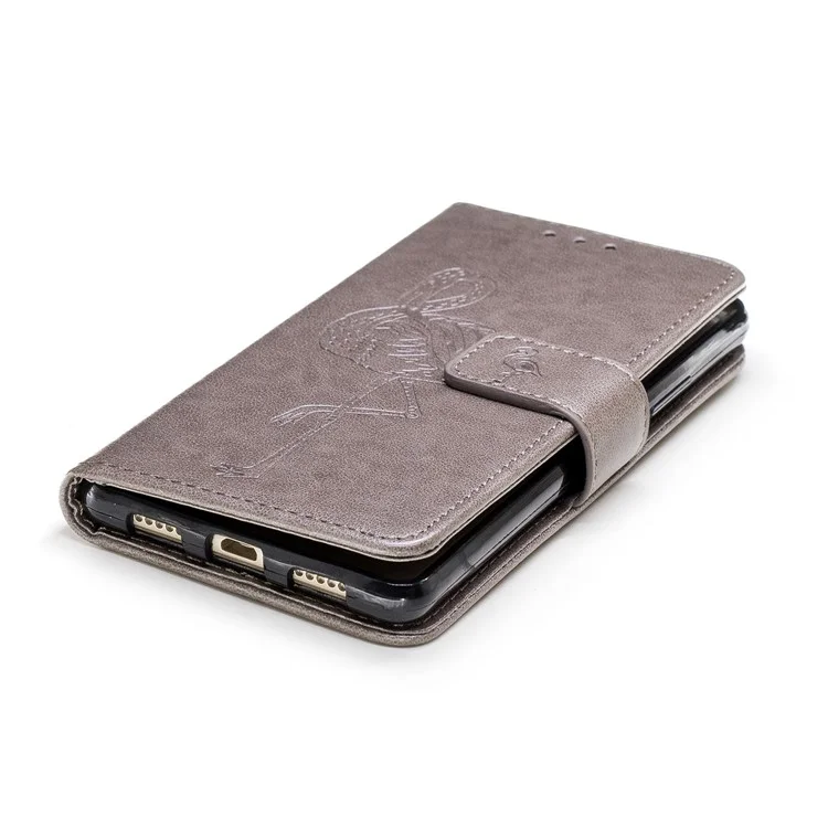 Imprinted Flamingo PU Leather Wallet Stand Case for Huawei P9 Lite/G9 Lite - Grey