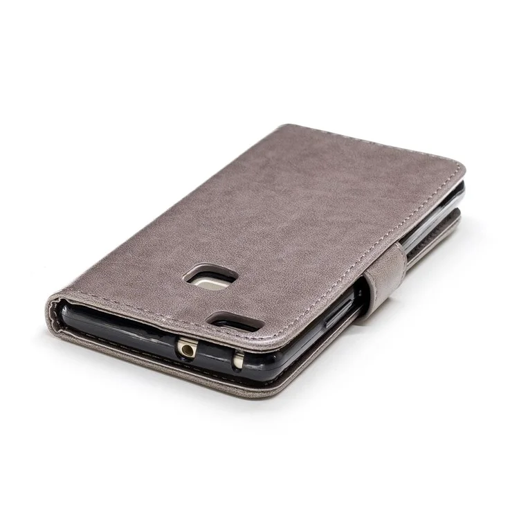 Imprinted Flamingo PU Leather Wallet Stand Case for Huawei P9 Lite/G9 Lite - Grey
