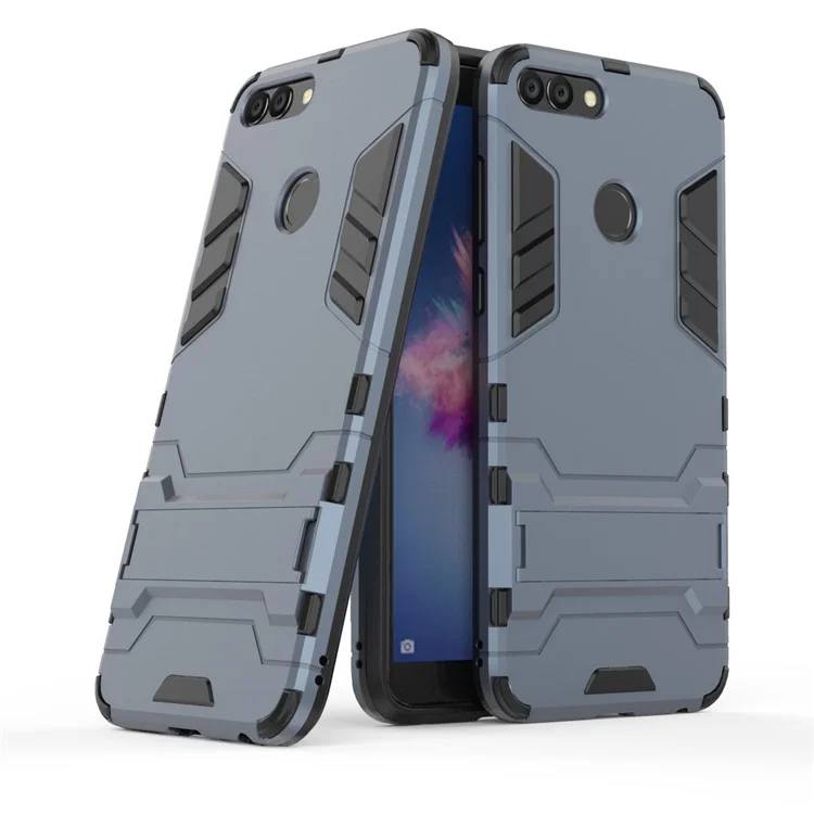 Cool Guard PC + TPU Hybrid Mobile Phone Cover Shell with Kickstand for Huawei P Smart / Enjoy 7S - Dark Blue