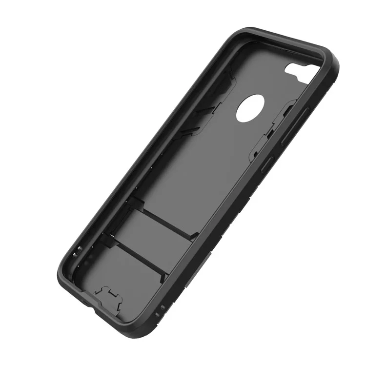 Fall Guard Plastic TPU Hybrid Case Con Kickstand Para Huawei Honor 9 Lite / Edición Juvenil - Negro