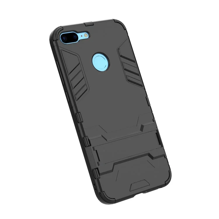 Cool Guard Plastik TPU Hybrid -hülle Mit Kickstand Für Huawei Honor 9 Lite / Jugendausgabe - Schwarz