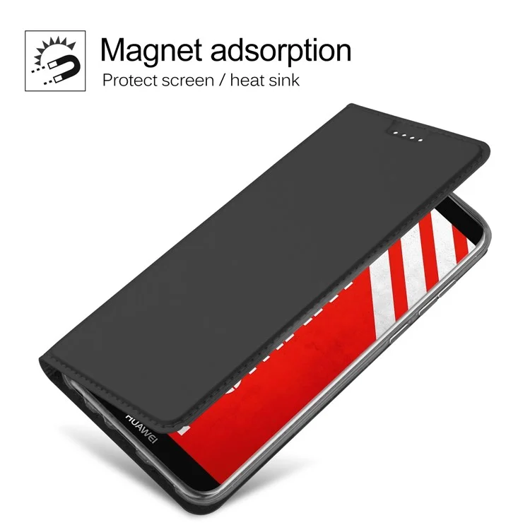Flip Leather Card Holder Smart Phone Case for Huawei P Smart / Enjoy 7S - Black