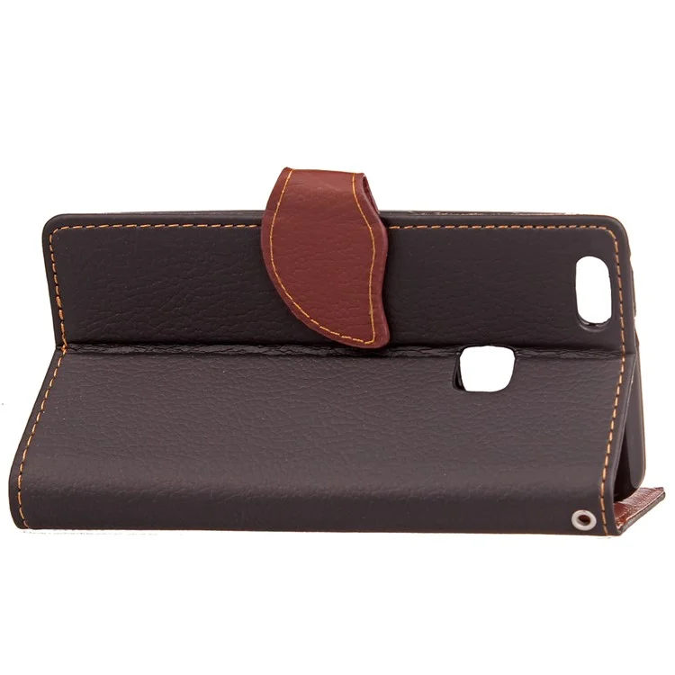 Leaf Shape Magnetic Flap Leather Wallet Case for Huawei P10 Lite - Black