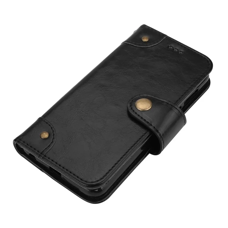 5-Slot Vintage Oil Wax Leather Wallet Stand Case for Huawei Mate 10 - Black