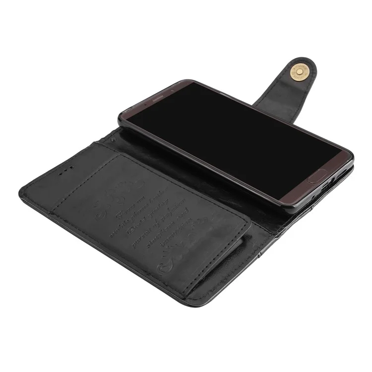 5-Slot Vintage Oil Wax Leather Wallet Stand Case for Huawei Mate 10 - Black
