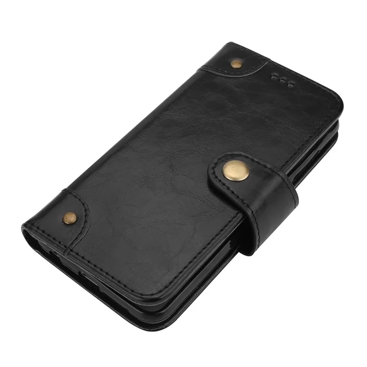 Oil Wax PU Leather Wallet Flip Stand Mobile Phone Cover for Huawei Honor 9 - Black